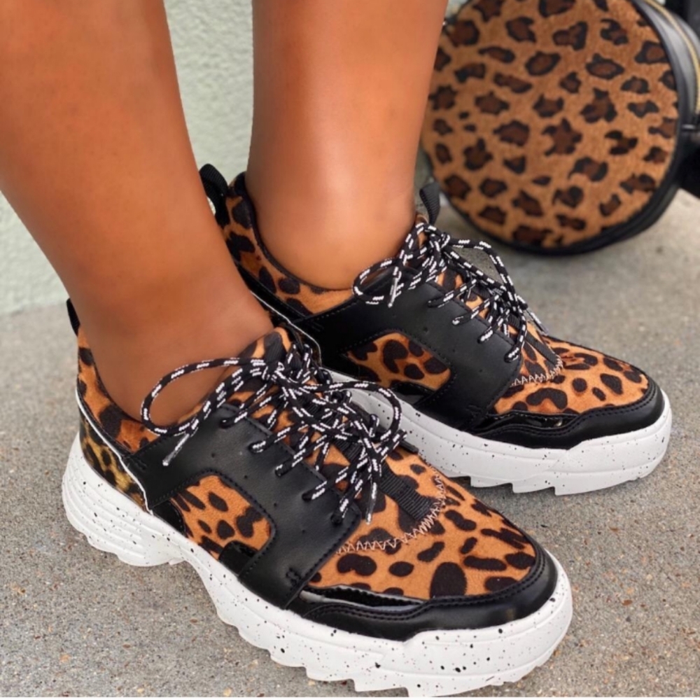 🌟CLEARANCE🌟 Black Leopard Print Platform Sneaker